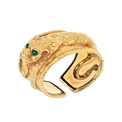 Pre-owned David Webb Platinum & 18k Yellow Gold Repousse Leopard Bracelet