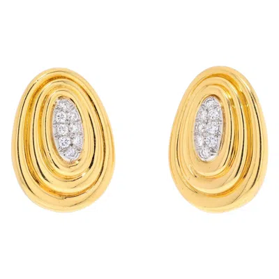 Pre-owned David Webb Platinum & 18k Yellow Gold Textured Gold And Diamond Earrings