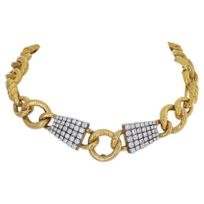 Pre-owned David Webb Platinum & 18k Yellow Gold Twisted Rope Link Diamond Collar Necklace