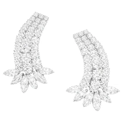 Pre-owned David Webb Platinum Diamond Earrings 14 Carats Of Brilliance In Multi