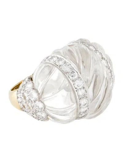Pre-owned David Webb Quartz & Diamond Swizzle Ring In Multi