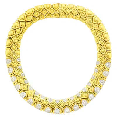 Pre-owned David Webb Rare Important Original  18kt Gold And Platinum Fancy Diamond Necklace In Multi