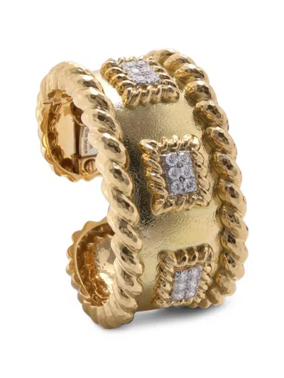 David Webb Rope Edge Diamond Cuff Bracelet In Multi