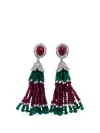 David Webb Ruby And Diamond Tassel Earrings In Multi