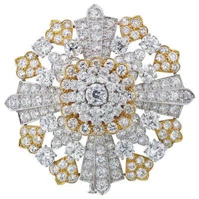 Pre-owned David Webb Snowflake Floral Platinum 40.00 Carat Old Cut Diamond Brooch In Multi