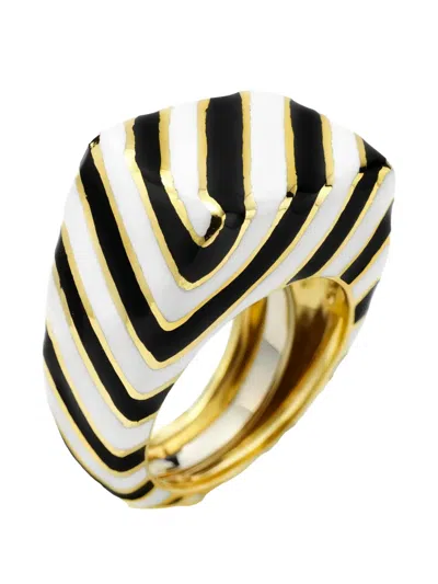 David Webb Striped Ring In Gold