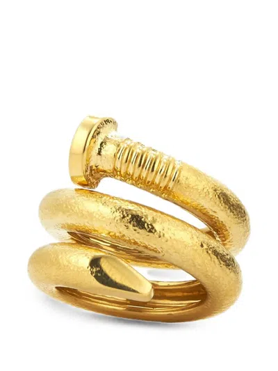 David Webb Tool Chest Hammered Nail Ring In Gold