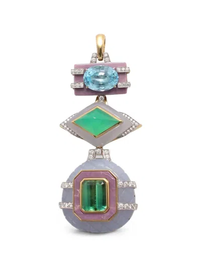 David Webb Totem Aquamarin- Und Diamantanhänger In Gold