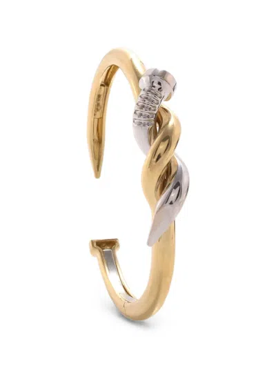 David Webb Twisted Nail Two-tone Cuff Bracelet In Gold
