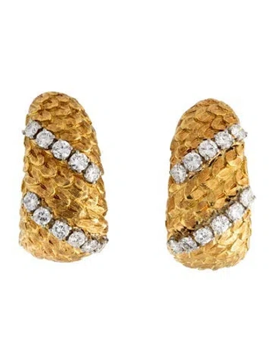 Pre-owned David Webb Vintage 18k 1.98ctw Diamond Clip-on Earrings In Multi