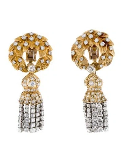 Pre-owned David Webb Vintage 18k Diamond Convertible Clip-on Earrings In Multicolor
