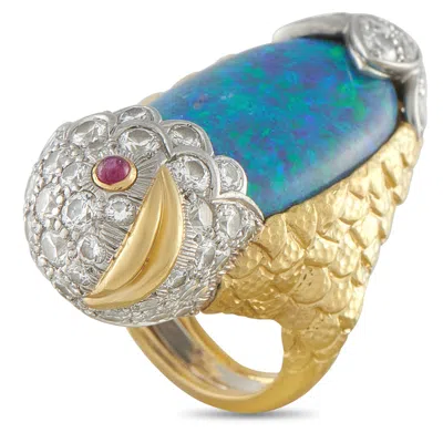 David Webb Vintage 18k Yellow Gold 4.32ct Diamond And Opal Fish Ring Dw03-040826