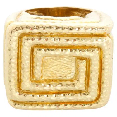 Pre-owned David Webb Vintage 18k Yellow Gold Hammered Greek Style Ring Size 6