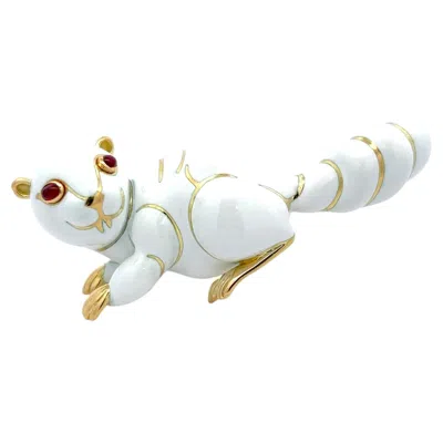 Pre-owned David Webb Vintage 18k Yellow Gold Squirrel Pin Brooch 60.1 Grams