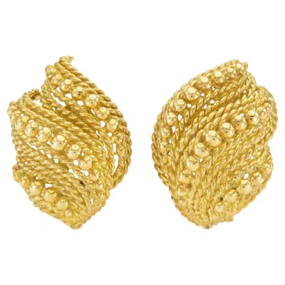 Pre-owned David Webb Vintage 1950s  Gold Earrings In Multi