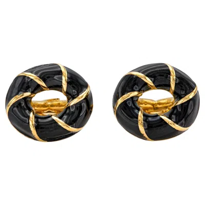 Pre-owned David Webb Vintage 1960s  Black Enamel Cufflinks