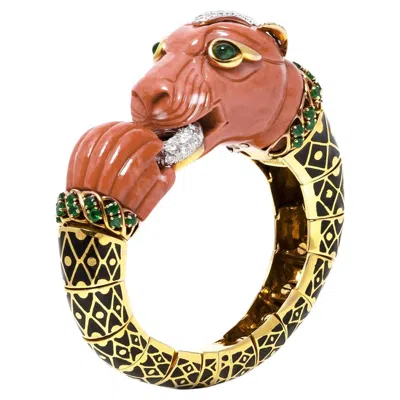 Pre-owned David Webb Vintage 1960s  Coral Lion Bracelet In Red