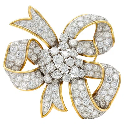 Pre-owned David Webb Vintage 1960s  Diamond Ribbon Brooch In Multi