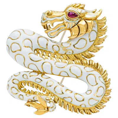 Pre-owned David Webb Vintage 1960s  Dragon Brooch In Multi