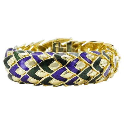 Pre-owned David Webb Vintage 1960s  Enamel Dragon Scale Bracelet In Multi