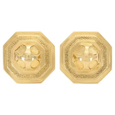 Pre-owned David Webb Vintage 1960s  Gold Octagonal Earrings In Multi