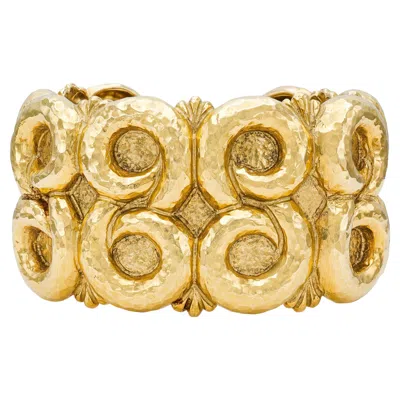 Pre-owned David Webb Vintage 1960s  Gold Swirl Cuff Bracelet In Multi