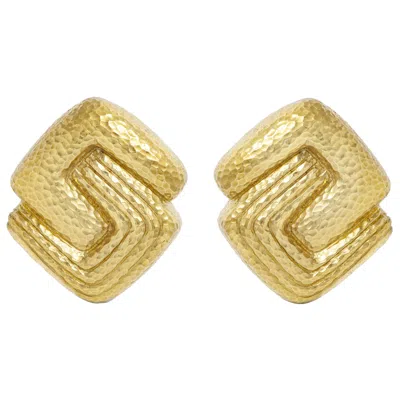 Pre-owned David Webb Vintage 1960s  Hammered Gold Earrings In Multi