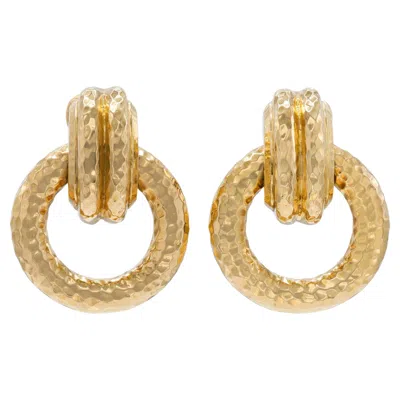 Pre-owned David Webb Vintage 1960s  Hammered Gold Knocker Earrings In Multi