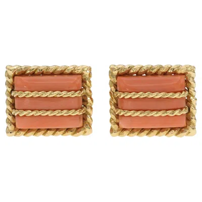 Pre-owned David Webb Vintage 1970s  Coral Cufflinks In Red