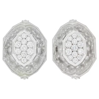 Pre-owned David Webb Vintage 1980s  Rock Crystal And Diamond Earrings In Multi