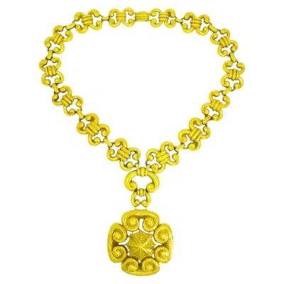 Pre-owned David Webb Vintage  18k Gold Necklace Removable Pendant Brooch Sautoir In Multi