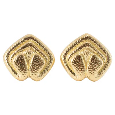 Pre-owned David Webb Vintage  18k Yellow Gold Hammered Clip On Earrings