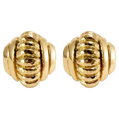 Pre-owned David Webb Vintage  18k Yellow Gold Hammered Dome Clip Earrings