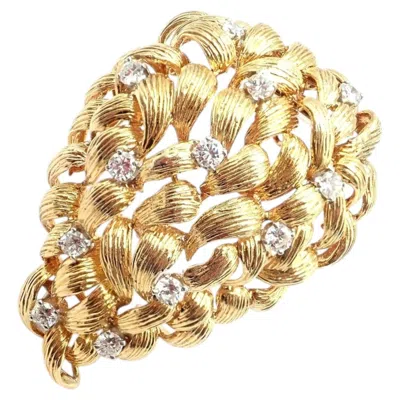 Pre-owned David Webb Vintage  Diamond Yellow Gold Large Pin Brooch