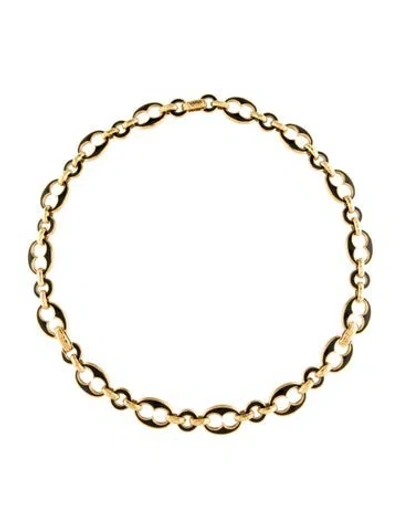 Pre-owned David Webb Vintage Enamel Mariner Link Necklace, 6.5" In Black