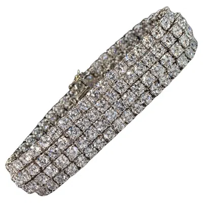Pre-owned David Webb Vintage Platinum 18k 4 Row Wide Diamond Bracelet 31.31ctw G Vs 6.75" In Multi