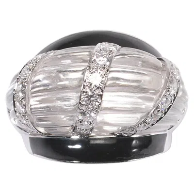 Pre-owned David Webb Vintage Rock Crystal, Diamond And Enamel Ring, Circa 1980 In Multi