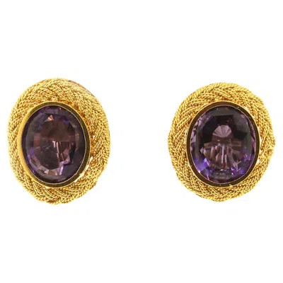 Pre-owned David Webb Woven Amethyst Clip-on Earrings In Purple