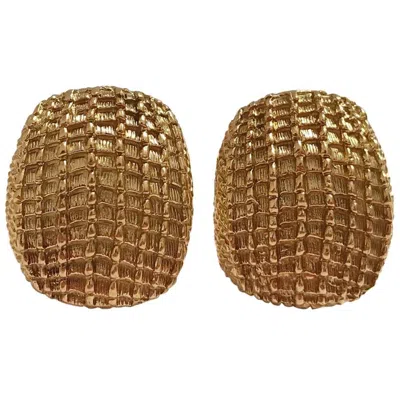 Pre-owned David Webb Yellow Gold Rectangle Stud Earring