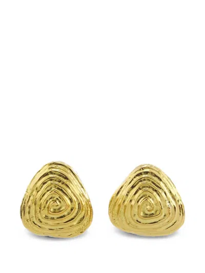 David Webb Zen Textured Earrings In Gold