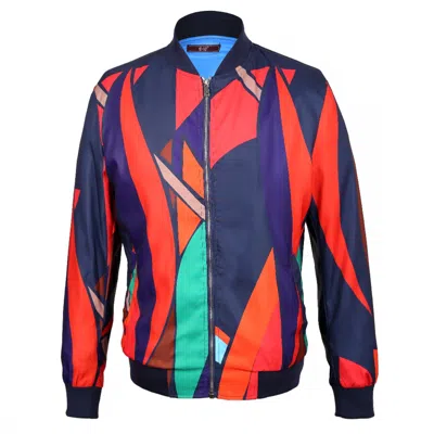 David Wej Men's Adimu Bomber Jacket – Red Multicolor