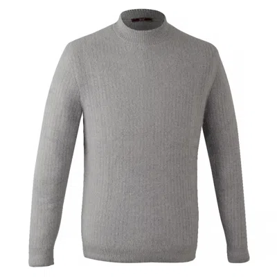 David Wej Men's Albert High Neck Jumper – Light Grey