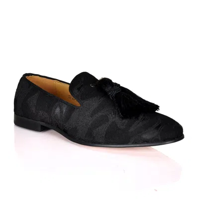 David Wej Men's Alberto Abstract Jacquard Loafers - Black