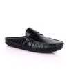 David Wej Men's Alfred Croc Half Slippers - Black In Black