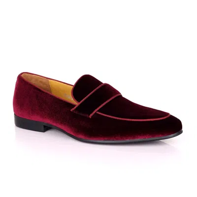 David Wej Men's Alfred Velvet Loafers – Wine In Red