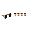 David Wej Men's Black / Gold Black Gold Round Cufflinks & Stud Set