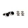 David Wej Men's Black / Silver Black Crystal Cufflinks & Stud Set