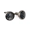 David Wej Men's Black / Silver Round Patterned Cufflinks - Silver In Multi