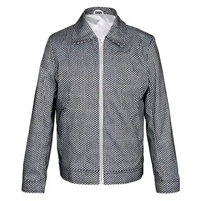 David Wej Men's Black / White Washington Aviator Jacquard Jacket - Black & White In Black/white