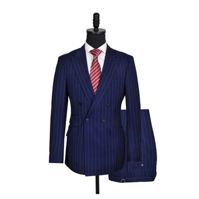 David Wej Men's Blue Aldo Double Breasted Stripe Suit In Navy